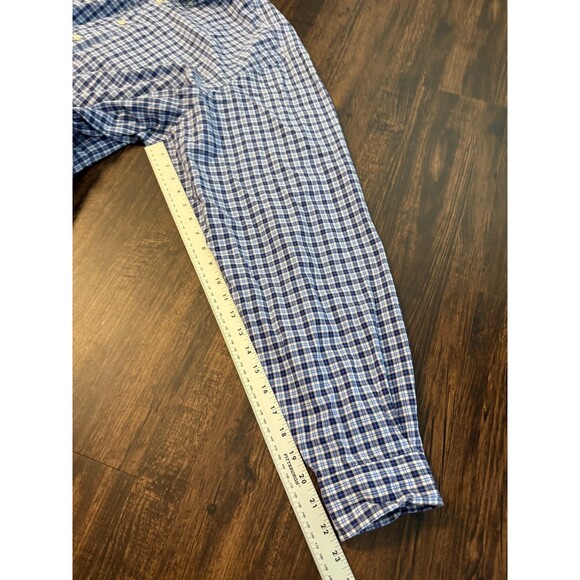 Polo Ralph Lauren 3XLT Plaid Cotton Long Sleeve Button Down Shirt Blue Pony - Picture 8 of 10